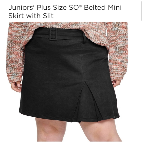 👀50% OFF🖤 NWT‼️ SO brand Juniors' Plus Size Belted Mini Skirt - Picture 1 of 8